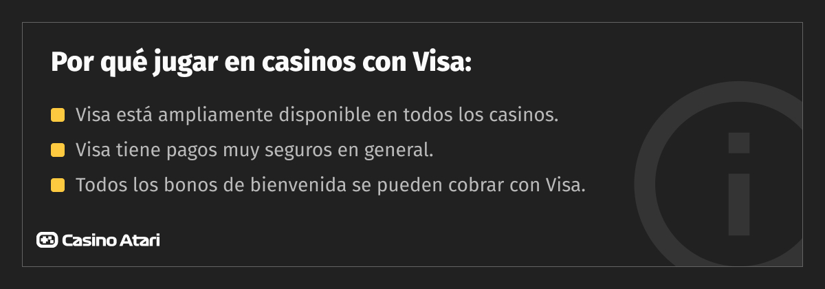 Por qué jugar en casinos con Visa